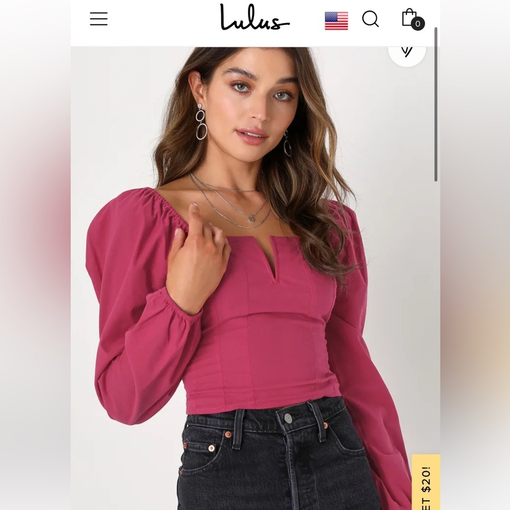 Lulu’s Trend Berry Pink Long Puff Back Sweater Sleeve Top